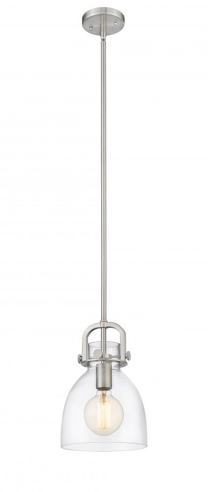 Newton Bell - 1 Light - 8 inch - Brushed Satin Nickel - Stem hung - Mini Pendant