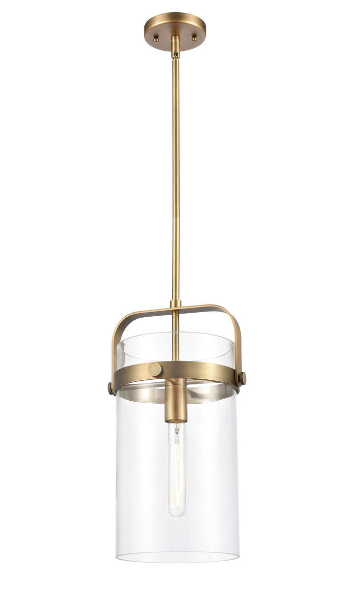 Pilaster - 1 Light - 8 inch Glass - Brushed Brass - Stem hung - Mini Pendant