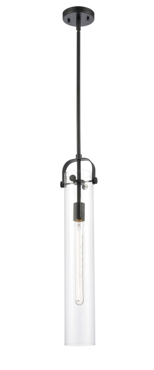 Pilaster - 1 Light - 4 inch Glass - Matte Black - Stem hung - Mini Pendant