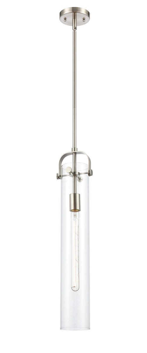 Pilaster - 1 Light - 4 inch Glass - Brushed Satin Nickel - Stem hung - Mini Pendant