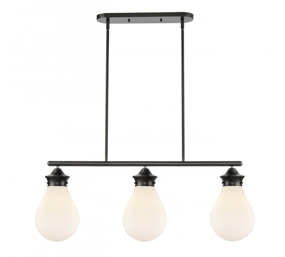 Genesis - 3 Light - 39 inch - Matte Black - Stem hung - Island Light