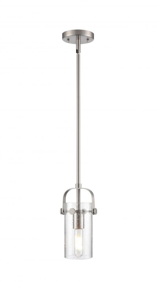 Pilaster II Cylinder - 1 Light - 7 inch Long Glass - Satin Nickel - Pendant