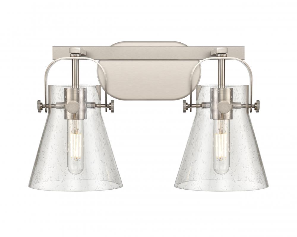 Pilaster II Cone - 2 Light - 17 inch - Satin Nickel - Bath Vanity Light