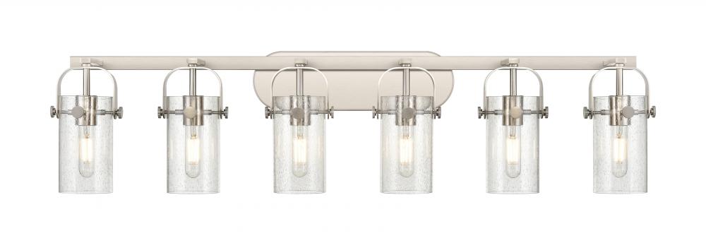 Pilaster II Cylinder - 6 Light - 44 inch - Satin Nickel - Bath Vanity Light
