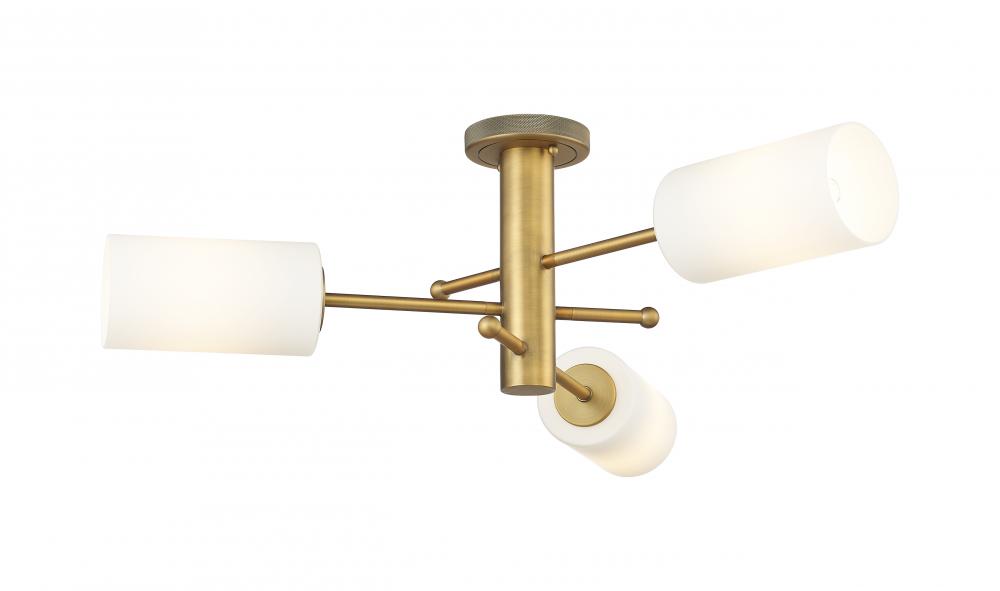Crown Point - 3 Light - 34 inch - Brushed Brass - Semi-Flush Mount