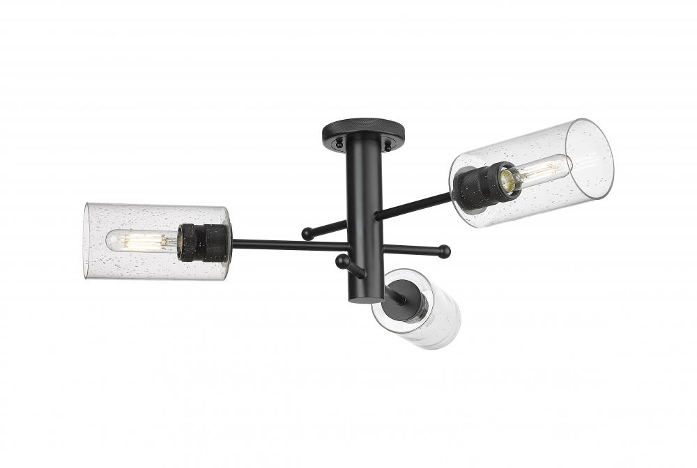 Crown Point - 3 Light - 34 inch - Matte Black - Semi-Flush Mount