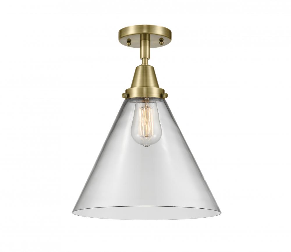 Cone - 1 Light - 12 inch - Antique Brass - Semi-Flush Mount