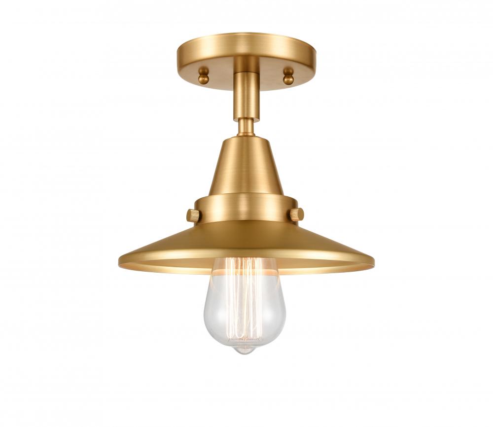 Railroad - 1 Light - 8 inch - Satin Gold - Semi-Flush Mount