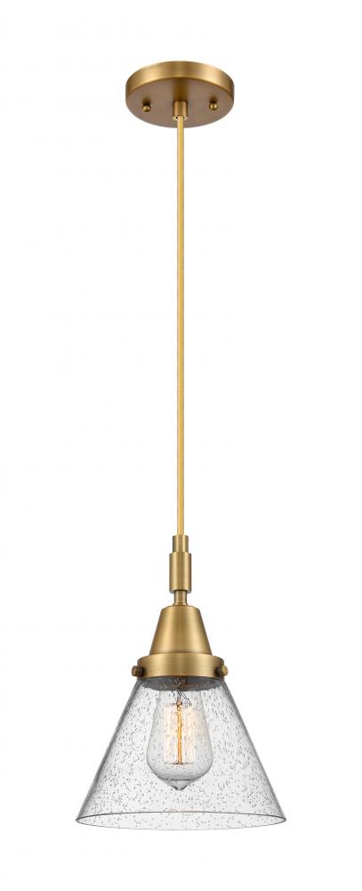 Cone - 1 Light - 8 inch - Brushed Brass - Mini Pendant