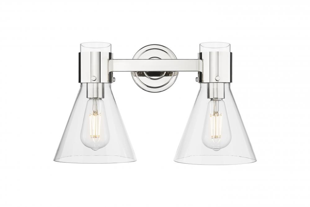 Lawton Cone - 2 Light - 17 inch - Polished Nickel - Bath Vanity Light