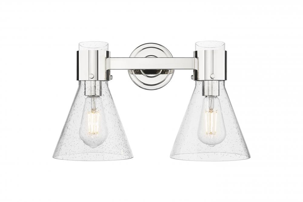 Lawton Cone - 2 Light - 17 inch - Polished Nickel - Bath Vanity Light