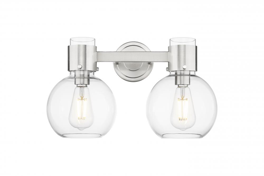 Lawton Sphere - 2 Light - 17 inch - Satin Nickel - Bath Vanity Light