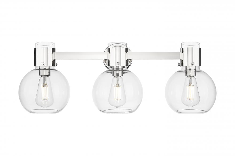 Lawton Sphere - 3 Light - 27 inch - Polished Nickel - Bath Vanity Light