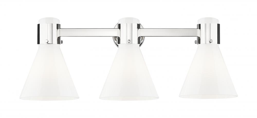 Lawton Cone - 3 Light - 27 inch - Polished Nickel - Bath Vanity Light