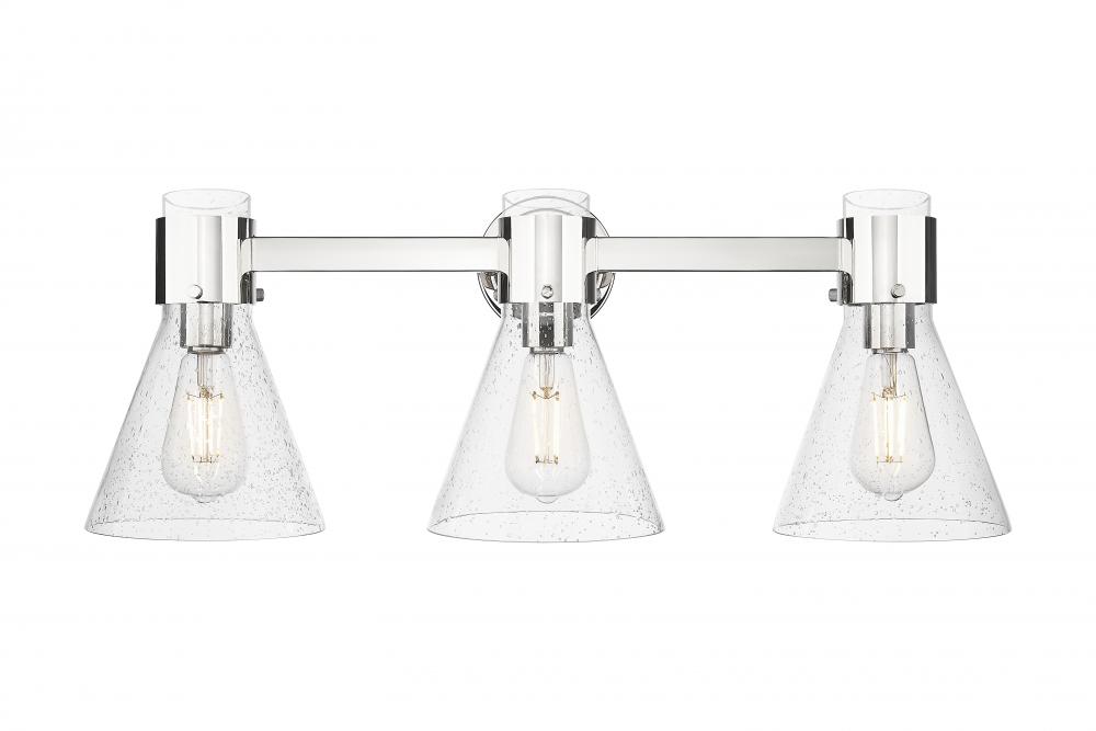 Lawton Cone - 3 Light - 27 inch - Polished Nickel - Bath Vanity Light