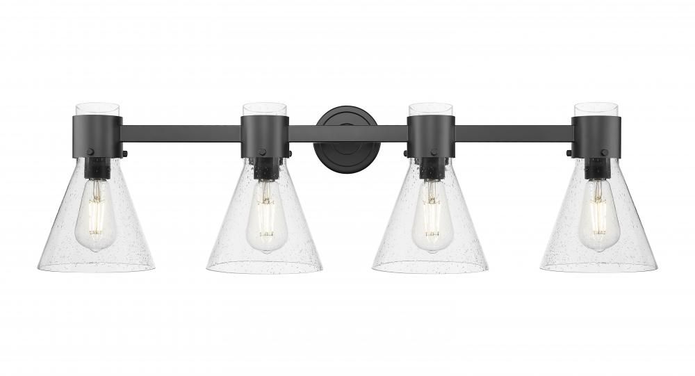Lawton Cone - 4 Light - 27 inch - Matte Black - Bath Vanity Light