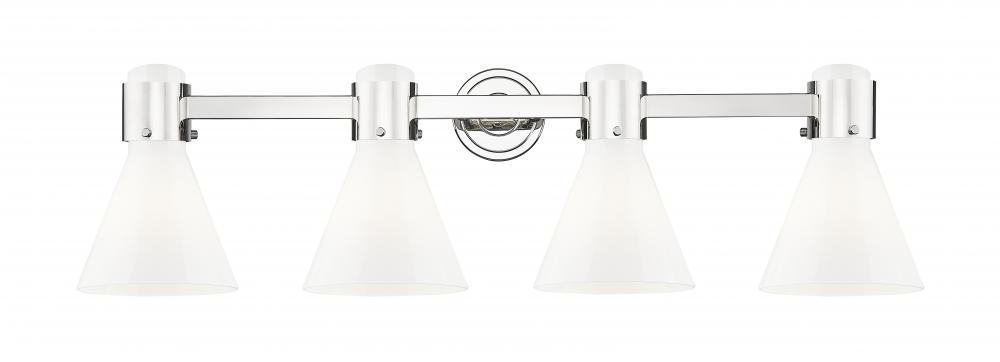 Lawton Cone - 4 Light - 27 inch - Polished Nickel - Bath Vanity Light