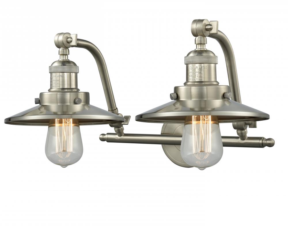 Railroad - 2 Light - 18 inch - Brushed Satin Nickel - Adjustable Bath Vanity Light