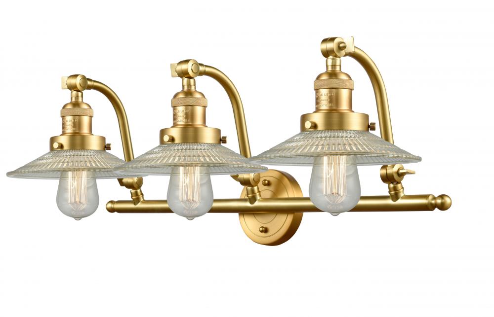 Halophane - 3 Light - 28 inch - Satin Gold - Adjustable Bath Vanity Light