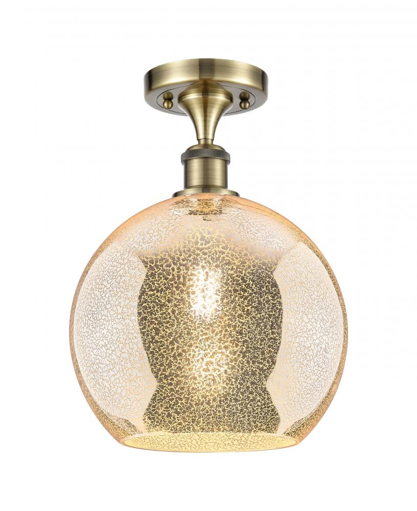 Athens - 1 Light - 10 inch - Antique Brass - Semi-Flush Mount