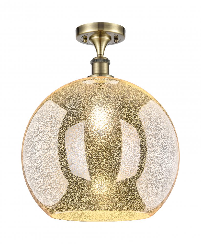 Athens - 1 Light - 14 inch - Antique Brass - Semi-Flush Mount