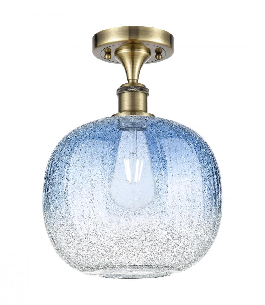 Brookhaven Sphere - 1 Light - 11 inch - Antique Brass - Semi-Flush Mount