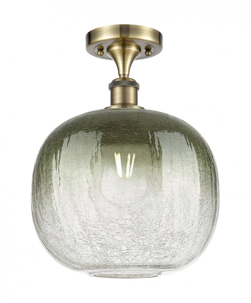 Brookhaven Sphere - 1 Light - 11 inch - Antique Brass - Semi-Flush Mount