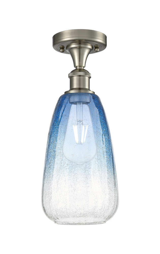 Brookhaven Almond - 1 Light - 6 inch - Brushed Satin Nickel - Semi-Flush Mount