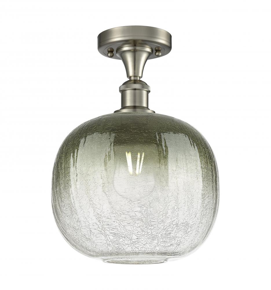 Brookhaven Sphere - 1 Light - 11 inch - Brushed Satin Nickel - Semi-Flush Mount