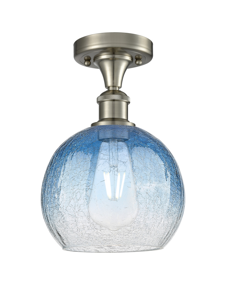 Brookhaven Globe - 1 Light - 8 inch - Brushed Satin Nickel - Semi-Flush Mount