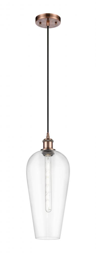 Chelsea - 1 Light - 8 inch - Antique Copper - Cord hung - Mini Pendant