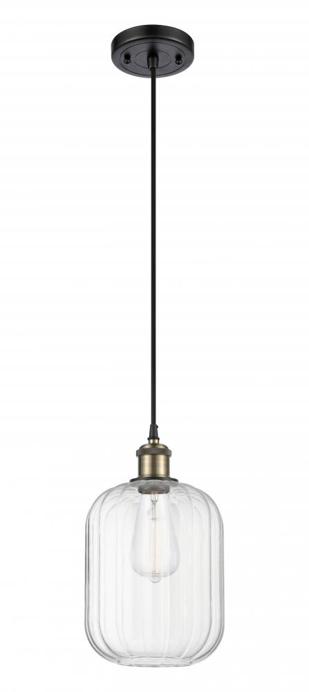 Preston Cylinder - 1 Light - 7 inch - Black Antique Brass - Cord hung - Mini Pendant