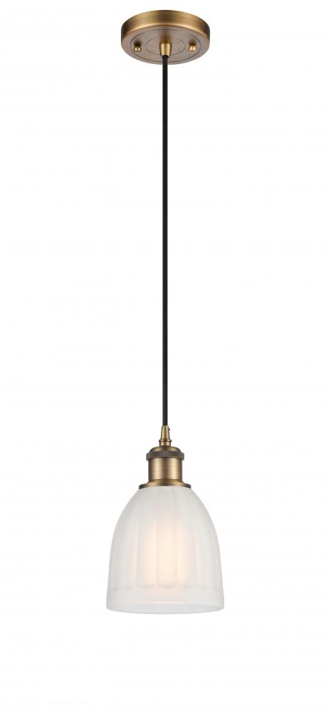 Brookfield - 1 Light - 6 inch - Brushed Brass - Cord hung - Mini Pendant