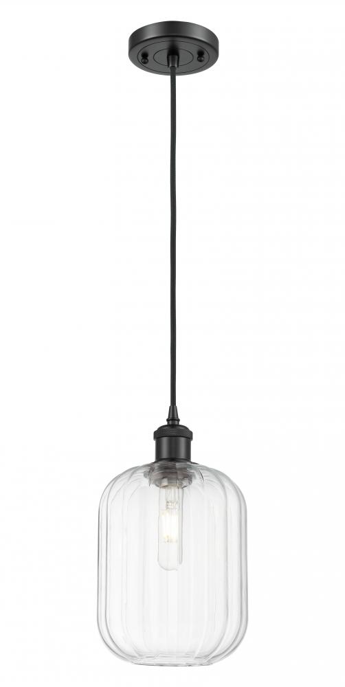 Preston Cylinder - 1 Light - 7 inch - Matte Black - Cord hung - Mini Pendant