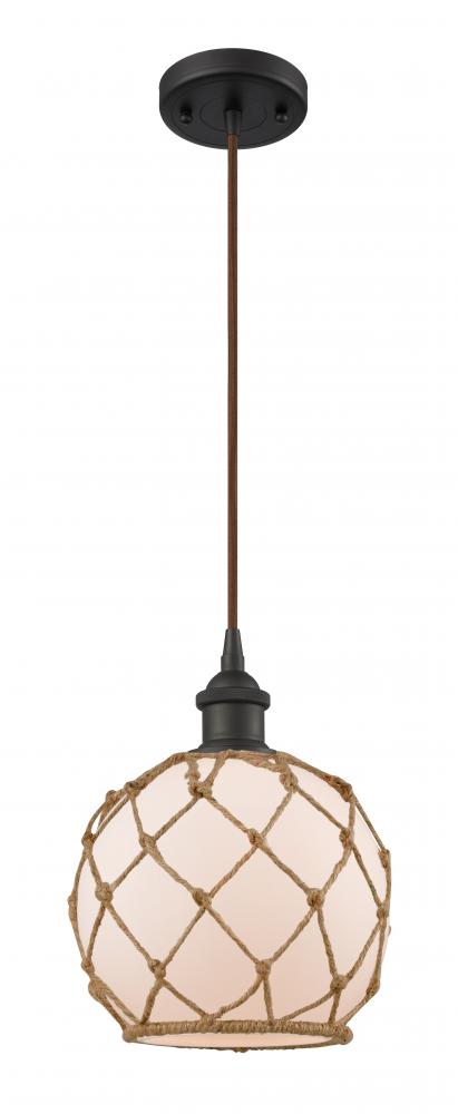 Farmhouse Rope - 1 Light - 8 inch - Oil Rubbed Bronze - Cord hung - Mini Pendant
