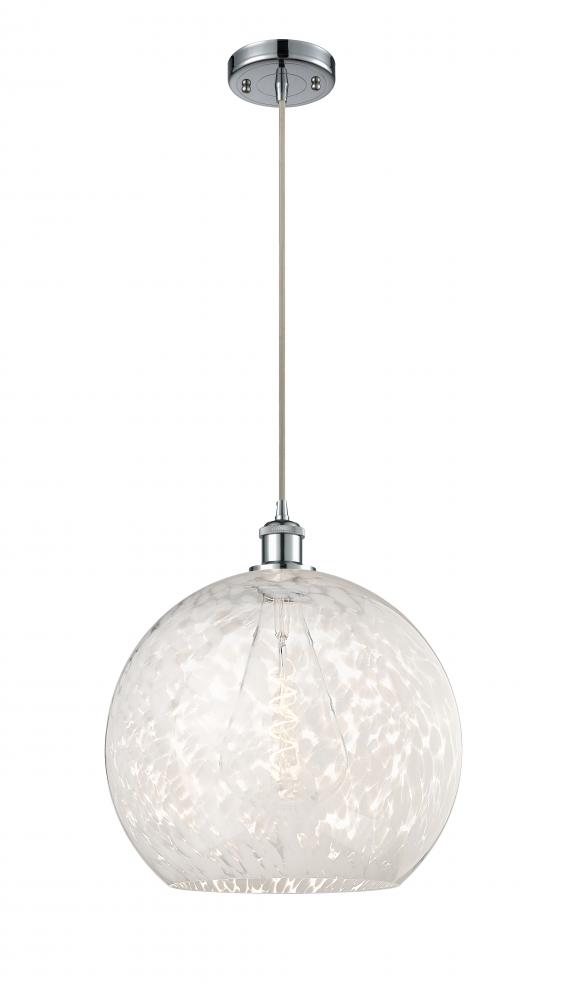 White Mouchette - 1 Light - 14 inch - Polished Chrome - Cord Hung - Pendant