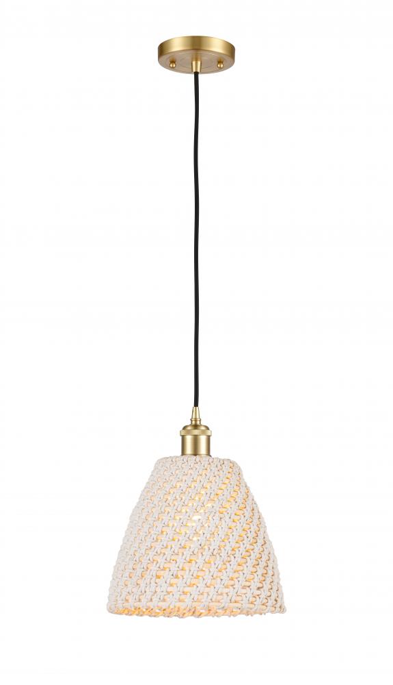 Bristol Natural - 1 Light - 6 inch - Satin Gold - Cord hung - Mini Pendant