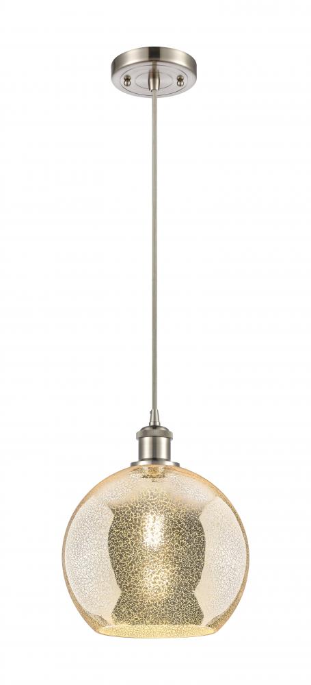 Athens - 1 Light - 10 inch - Brushed Satin Nickel - Cord hung - Mini Pendant
