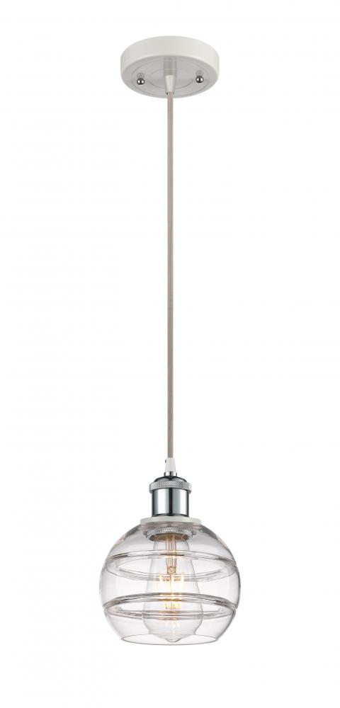 Rochester - 1 Light - 6 inch - White Polished Chrome - Cord hung - Mini Pendant