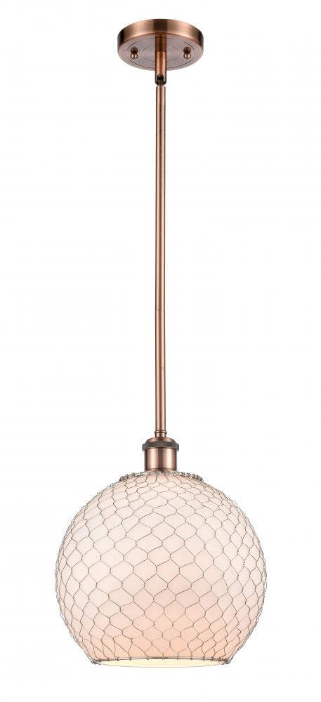 Farmhouse Chicken Wire - 1 Light - 10 inch - Antique Copper - Mini Pendant