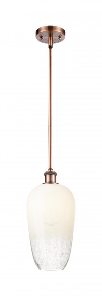 Brookhaven Flute - 1 Light - 7 inch - Antique Copper - Stem hung - Mini Pendant