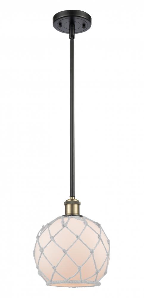 Farmhouse Rope - 1 Light - 8 inch - Black Antique Brass - Mini Pendant