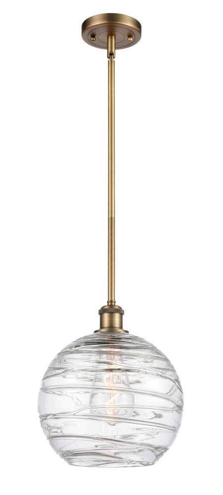 Athens Deco Swirl - 1 Light - 10 inch - Brushed Brass - Stem hung - Mini Pendant