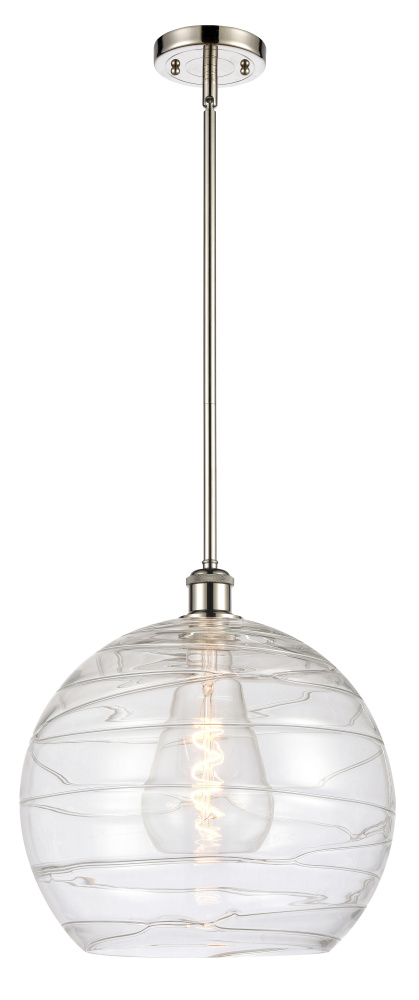 Athens Deco Swirl - 1 Light - 14 inch - Polished Nickel - Stem hung - Mini Pendant
