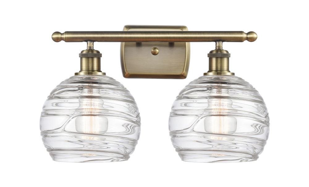 Athens Deco Swirl - 2 Light - 18 inch - Antique Brass - Bath Vanity Light