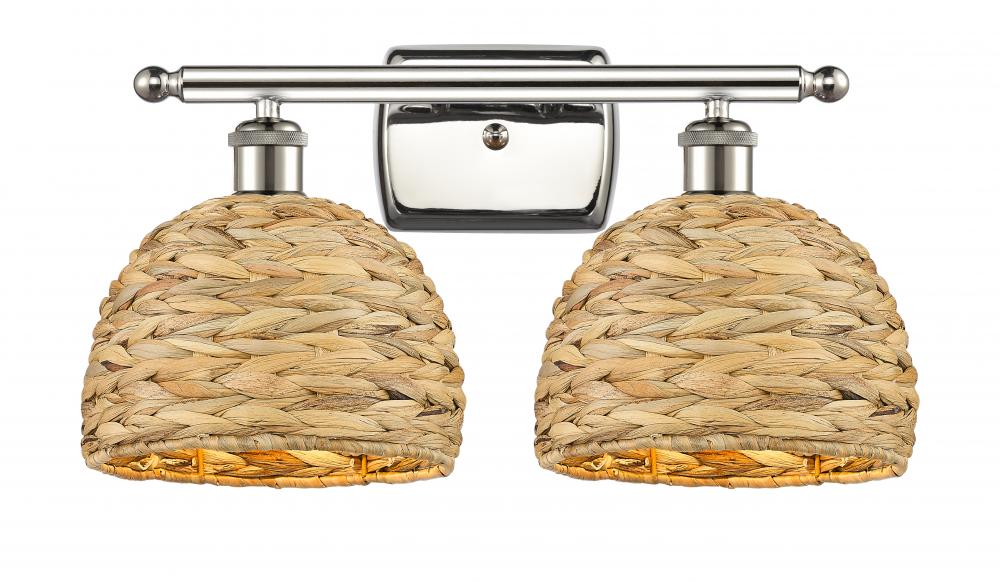 Woven Rattan 2 18 inch Bath Vanity Light 5162WPNRBD8NAT Light