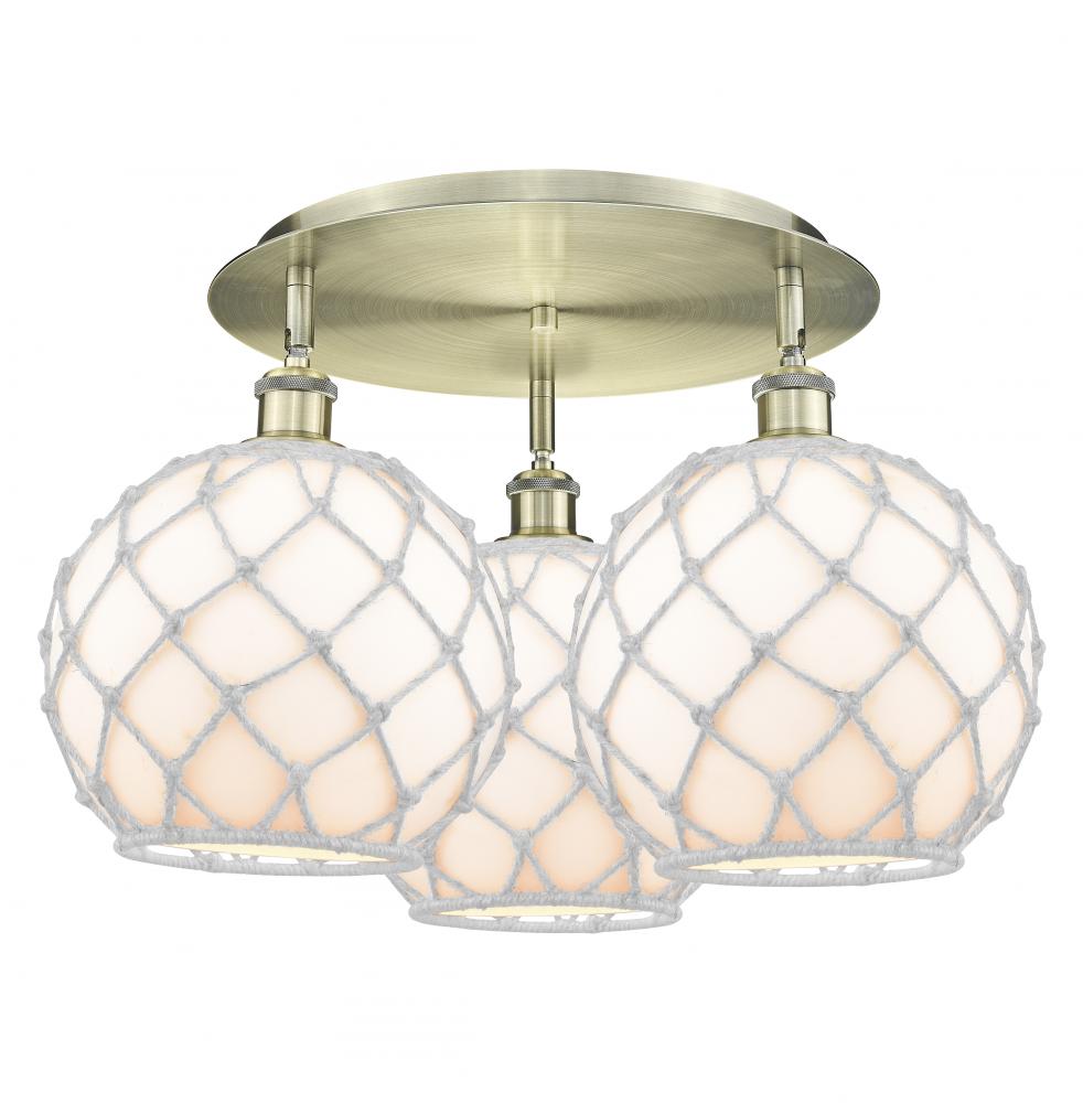 Farmhouse Rope - 3 Light - 22 inch - Antique Brass - Semi-Flush Mount