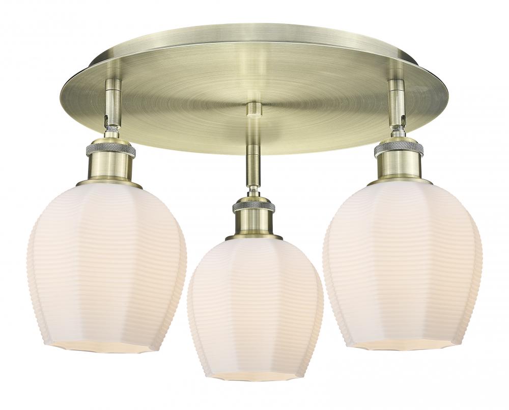 Norfolk - 3 Light - 18 inch - Antique Brass - Semi-Flush Mount
