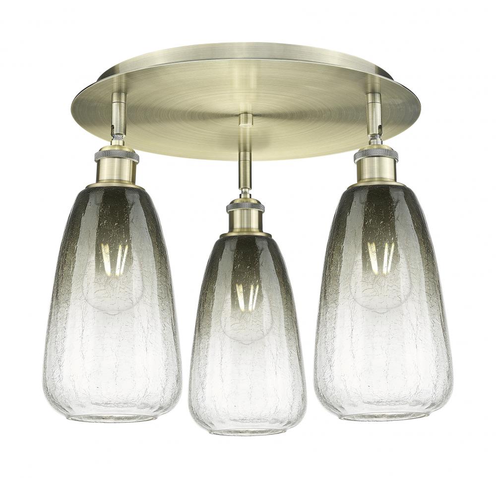 Brookhaven Almond - 3 Light - 18 inch - Antique Brass - Semi-Flush Mount