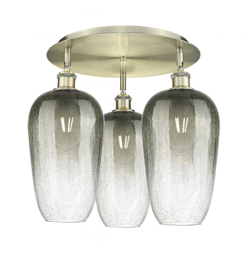 Brookhaven Flute - 3 Light - 19 inch - Antique Brass - Semi-Flush Mount